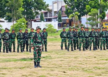 Kodim 0117/Aceh Tamiang Gelar Apel Pasukan Dalam Rangka Latihan Lapangan Penanggulangan Bencana