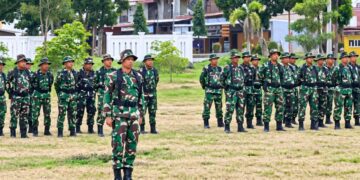 Kodim 0117/Aceh Tamiang Gelar Apel Pasukan Dalam Rangka Latihan Lapangan Penanggulangan Bencana