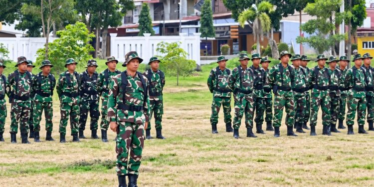 Kodim 0117/Aceh Tamiang Gelar Apel Pasukan Dalam Rangka Latihan Lapangan Penanggulangan Bencana